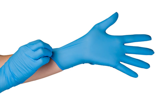 Blue Nitrile Gloves are a synthetic glove like vinyl with the strength of latex.